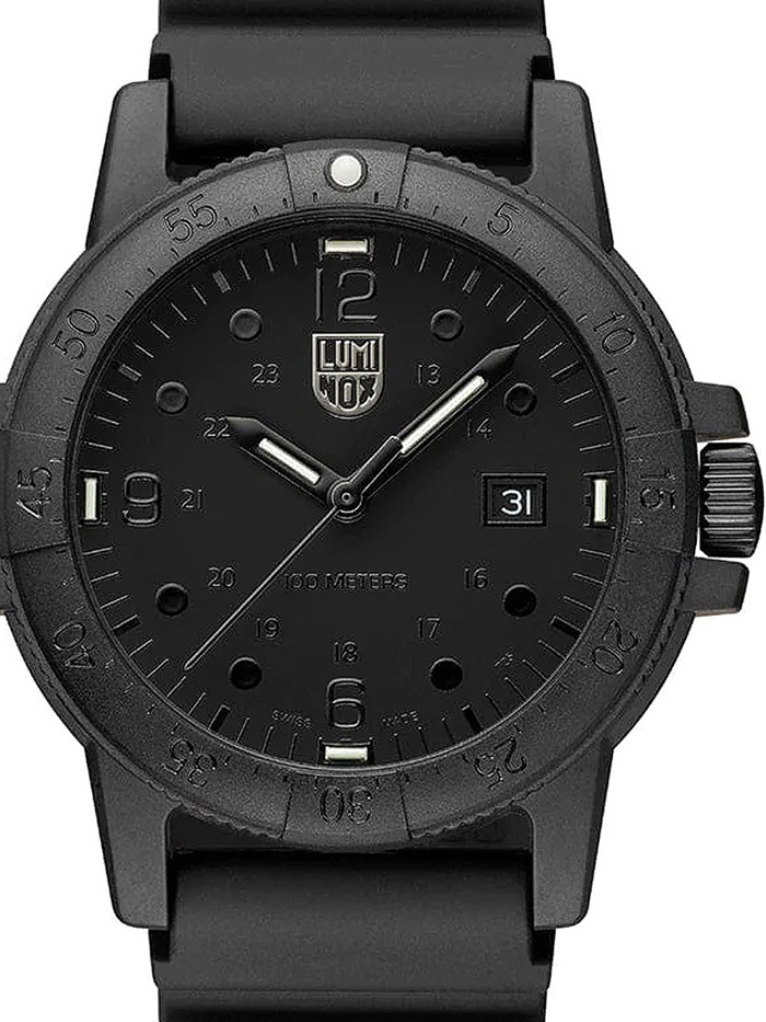 Luminox Sea Bass Roloi Batarias me Mavro Kaoutsouk Louraki X2.2001.BO