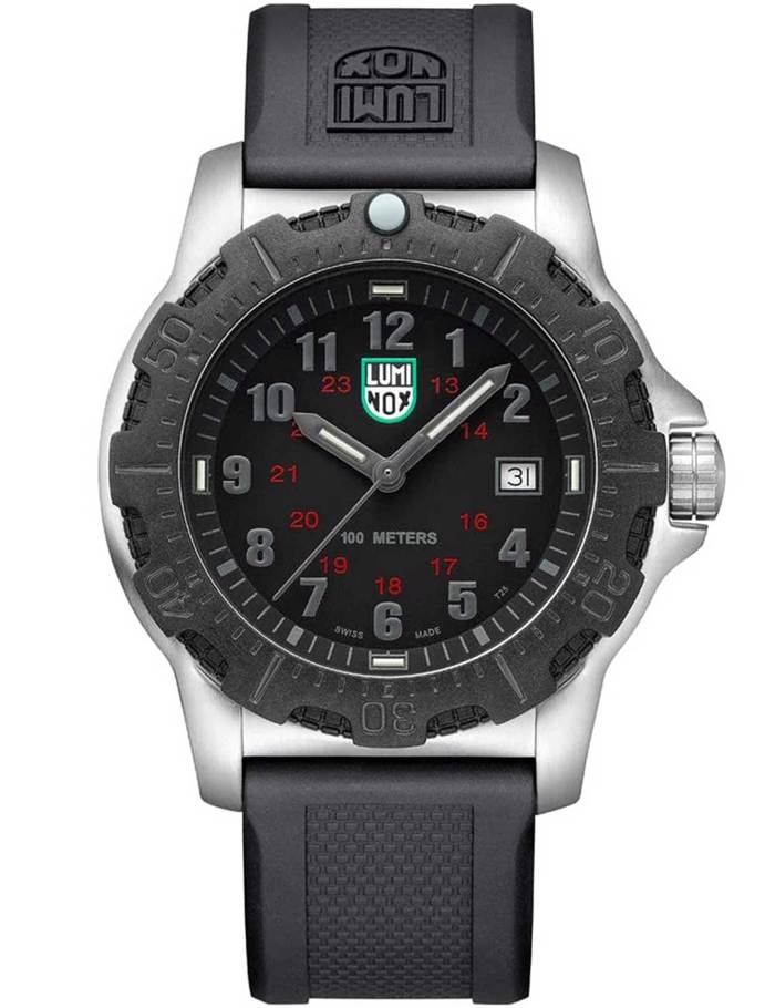 Luminox Manta Ray Steel Roloi Batarias me Mavro Kaoutsouk Louraki X2.2132