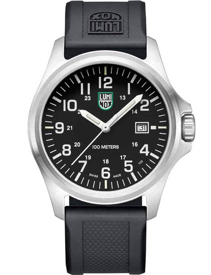 Luminox Patagonia Steel Roloi Batarias me Mavro Kaoutsouk Louraki X2.2501