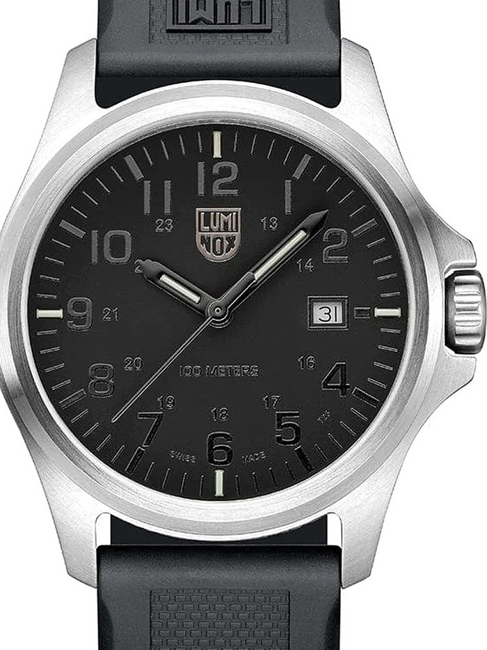 Luminox Patagonia Steel Roloi Batarias me Mavro Kaoutsouk Louraki X2.2502