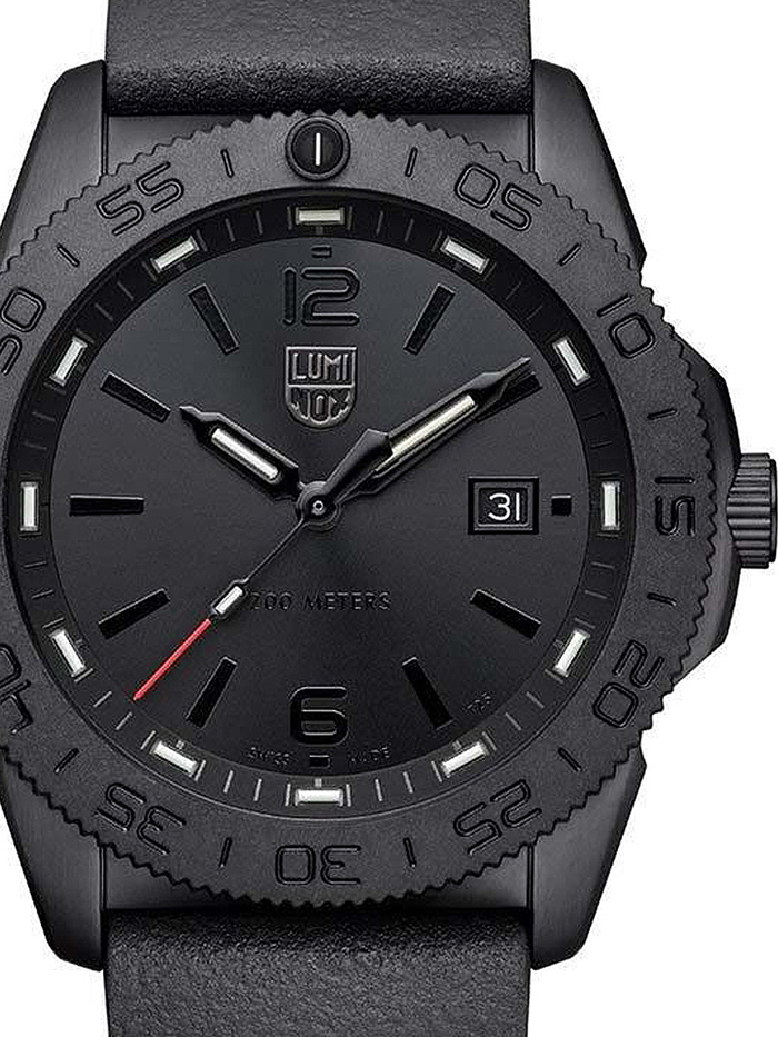 Luminox Pacific Diver Roloi Batarias me Mavro Kaoutsouk Louraki XS.3121.BO