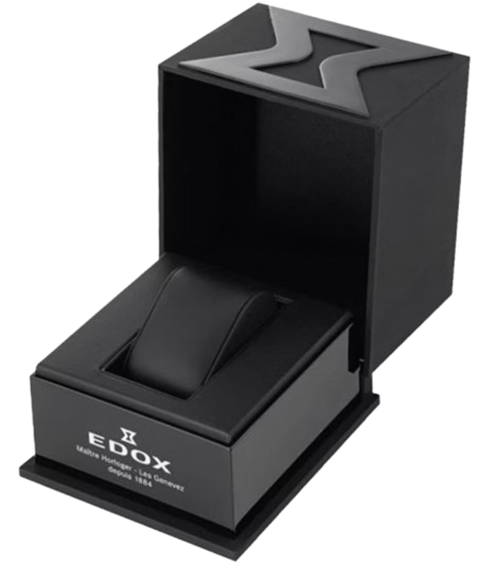 Edox Chronorally Roloi Xronogafos Aftomato me Mavro Dermatino Louraki 01129-TTNJCN-BUNJ