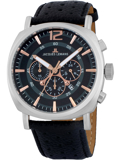 Jacques Lemans Lugano Roloi Xronogafos Batarias me Ble Dermatino Louraki 1-1645I