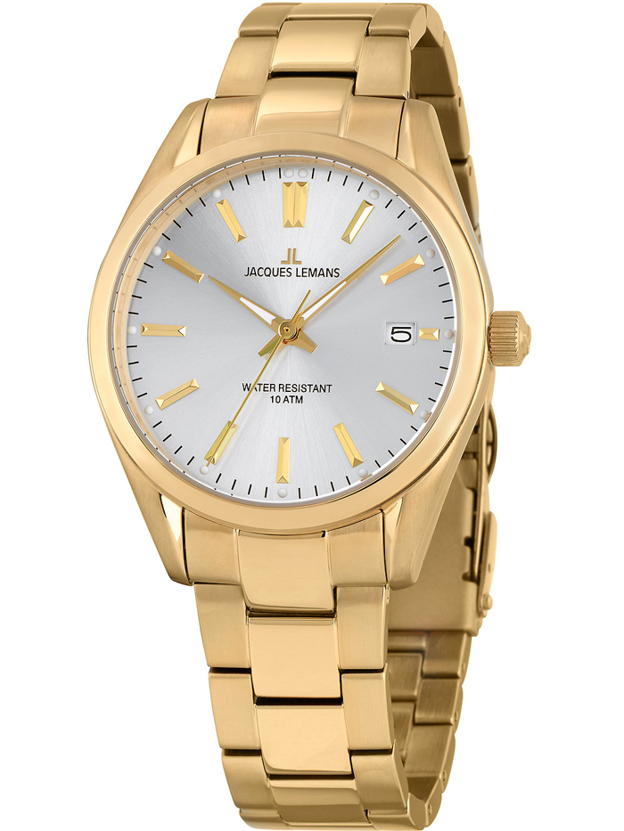 Jacques Lemans Derby Roloi Batarias me Xruso Metalliko Brasele 1-1859K