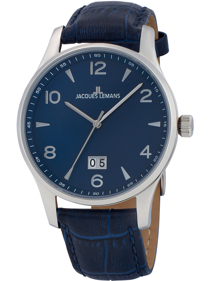 Jacques Lemans London Roloi Batarias me Ble Dermatino Louraki 1-1862ZC