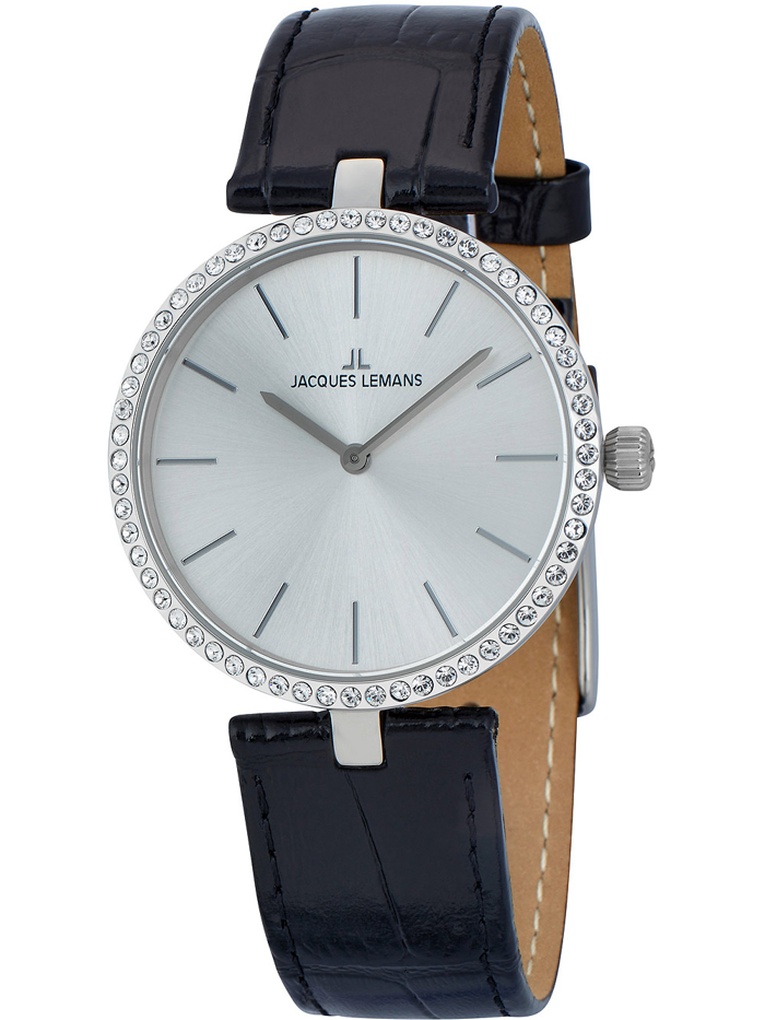 Jacques Lemans Milano Roloi Batarias me Mavro Dermatino Louraki 1-2024H