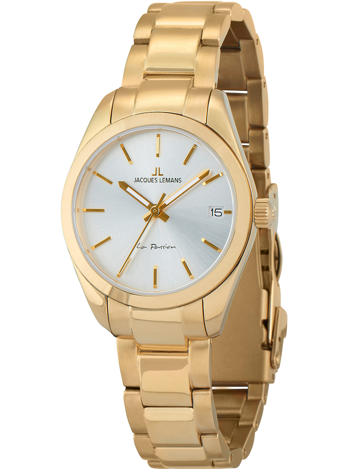 Jacques Lemans La Passion Roloi Batarias me Xruso Metalliko Brasele 1-2084H
