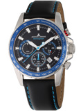 Jacques Lemans Liverpool Roloi Xronogafos Batarias me Mavro Dermatino Louraki 1-2099B.1