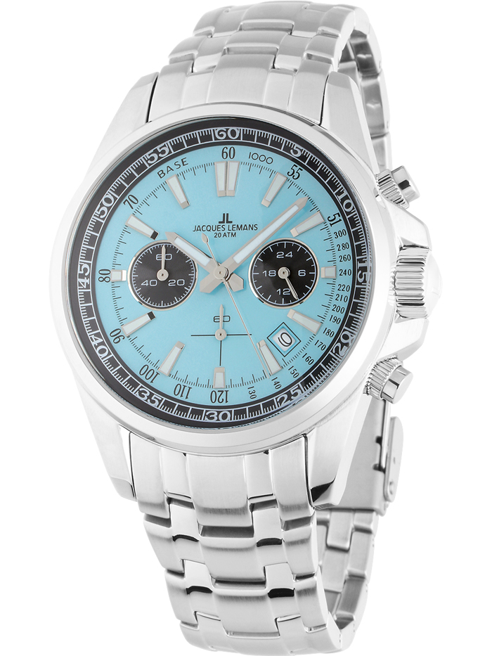Jacques Lemans Liverpool Roloi Xronogafos Batarias me Asimi Dermatino Louraki 1-2117ZB