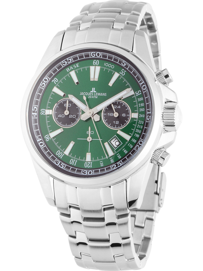 Jacques Lemans Liverpool Roloi Xronogafos Batarias me Asimi Dermatino Louraki 1-2117ZD