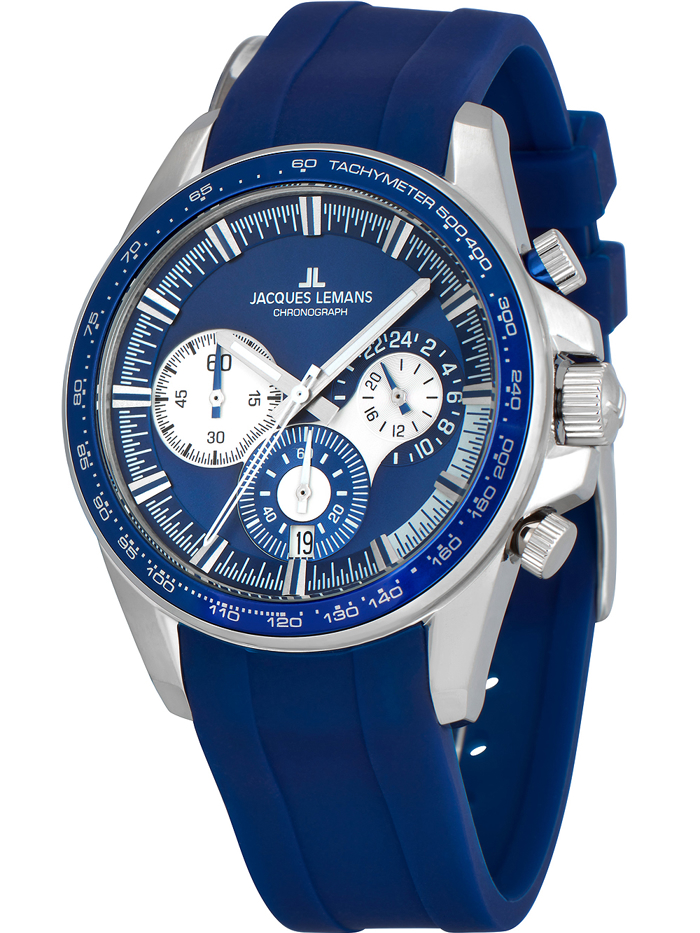 Jacques Lemans Liverpool Roloi Xronogafos Batarias me Ble Kaoutsouk Louraki 1-2127B
