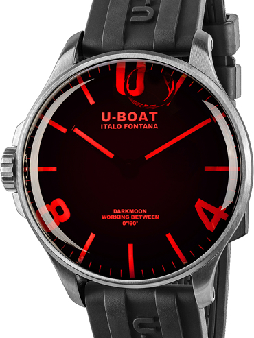 U-Boat Darkmoon Red SS Ρολόι Μπαταρίας με Μαύρο Καουτσούκ Λουράκι 8465/B