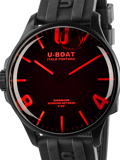 U-Boat Darkmoon Red IPB Roloi Batarias me Mavro Kaoutsouk Louraki 8466/C