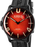 U-Boat Darkmoon Red PVD Soleil Roloi Batarias me Mavro Kaoutsouk Louraki 8697/B