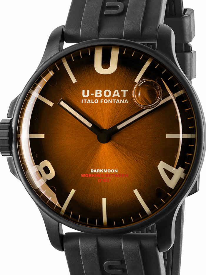 U-Boat Darkmoon Brown IPB Soleil Roloi Batarias me Mavro Kaoutsouk Louraki 8699/B