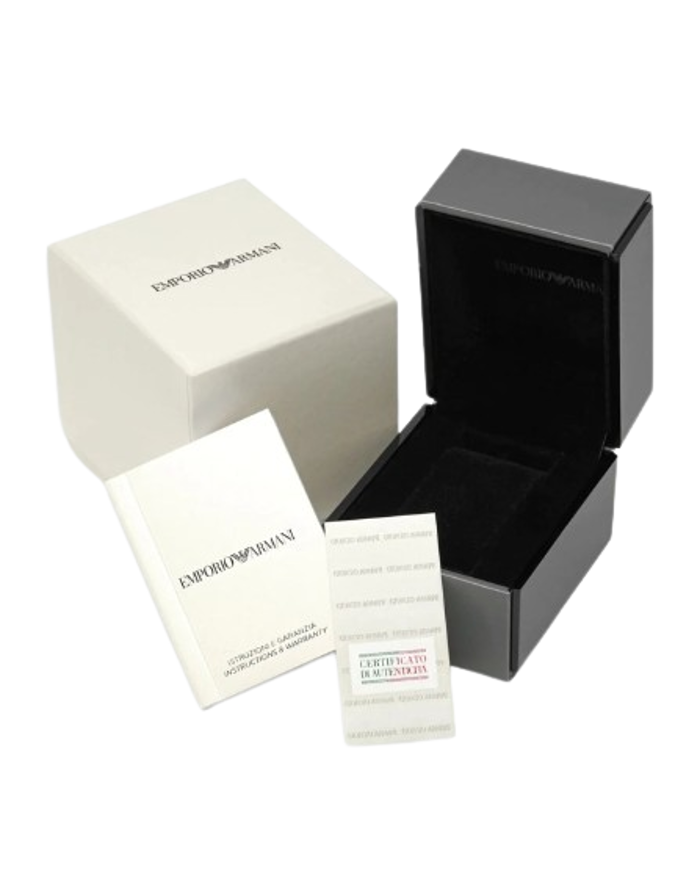 Emporio Armani Mario Roloi Xronogafos Batarias me Mavro Dermatino Louraki AR11243