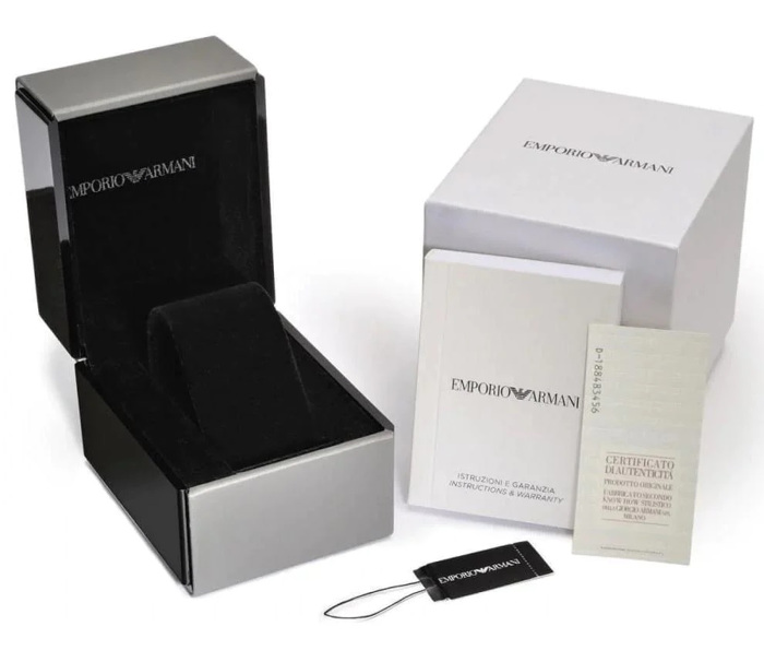 Emporio Armani Sportivo Roloi Xronogafos Batarias me Asimi Metalliko Brasele AR2460