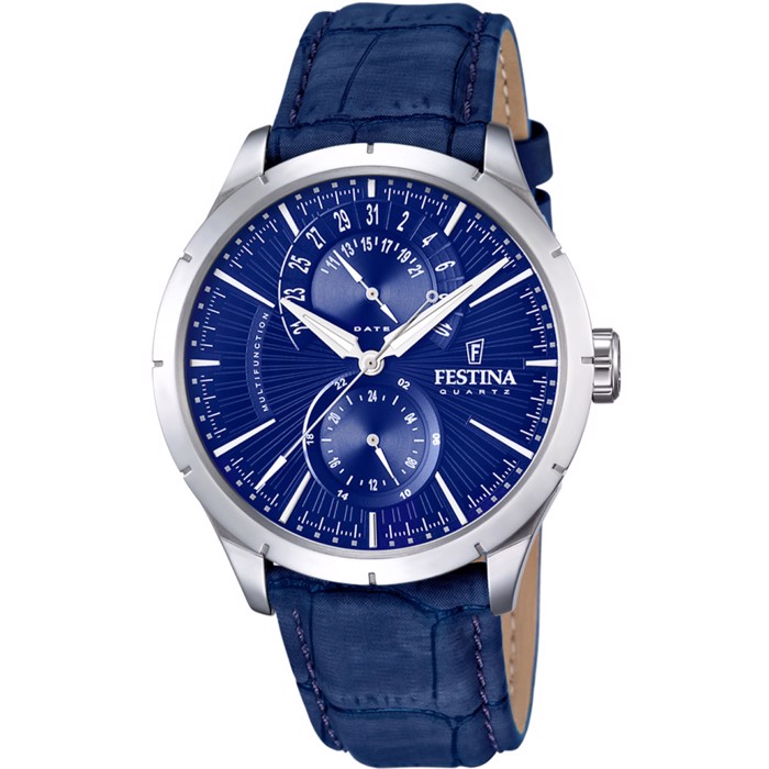 Festina Retro Roloi Batarias me Ble Dermatino Louraki F16573/7