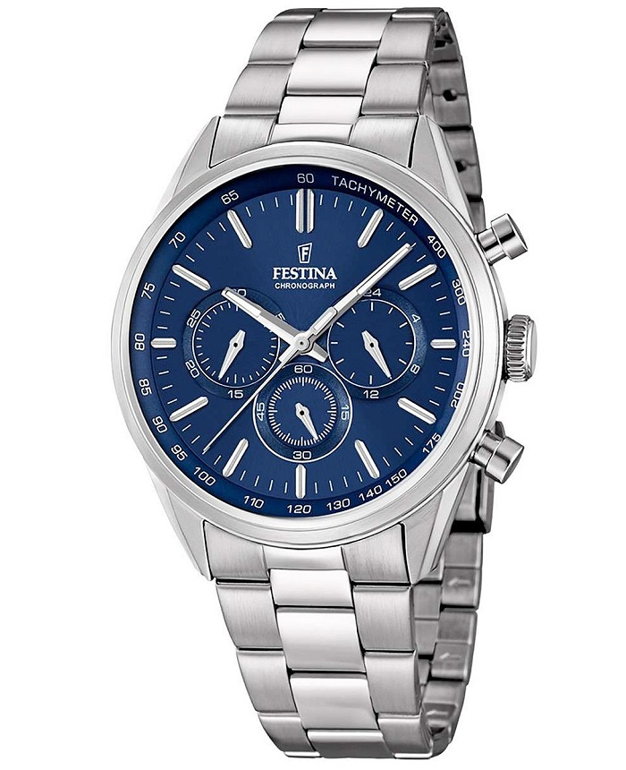 Festina Roloi Xronogafos Batarias me Asimi Metalliko Brasele F16820/2