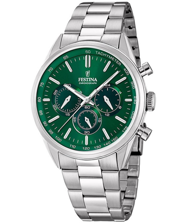 Festina Ρολόι Χρονογράφος Μπαταρίας με Ασημί Μεταλλικό Μπρασελέ F16820/R