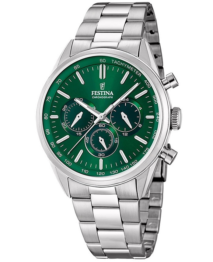 Festina Roloi Xronogafos Batarias me Asimi Metalliko Brasele F16820/R