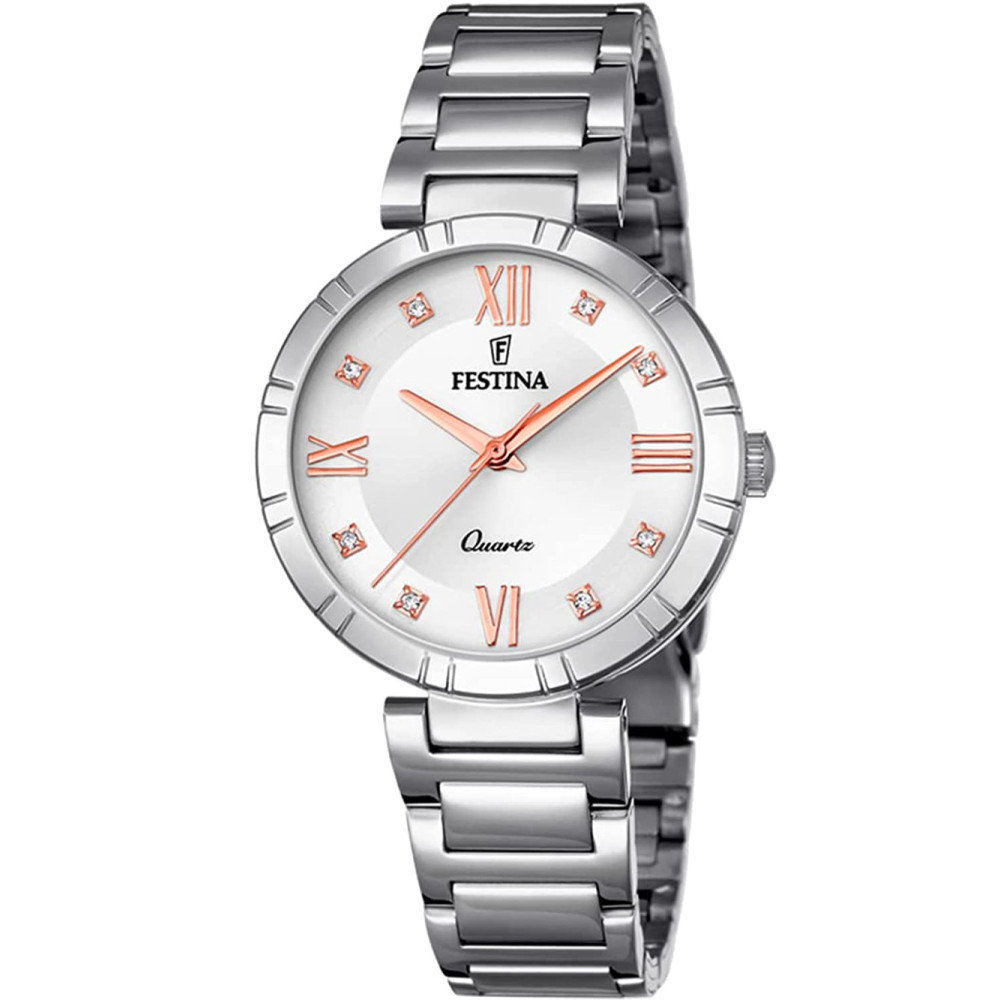 Festina Mademoiselle Roloi Batarias me Asimi Metalliko Brasele F16936/B