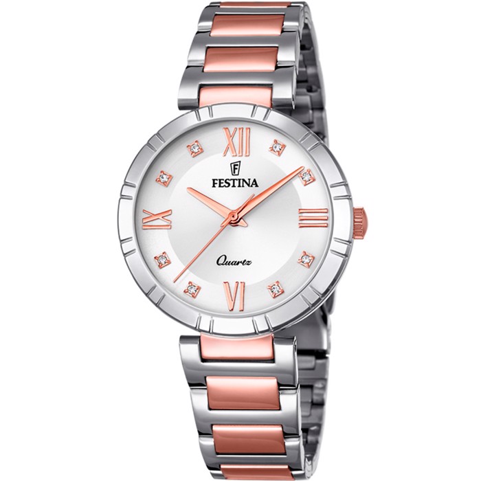 Festina Mademoiselle Roloi Batarias me Roz Xruso / Asimi Metalliko Brasele F16937/D