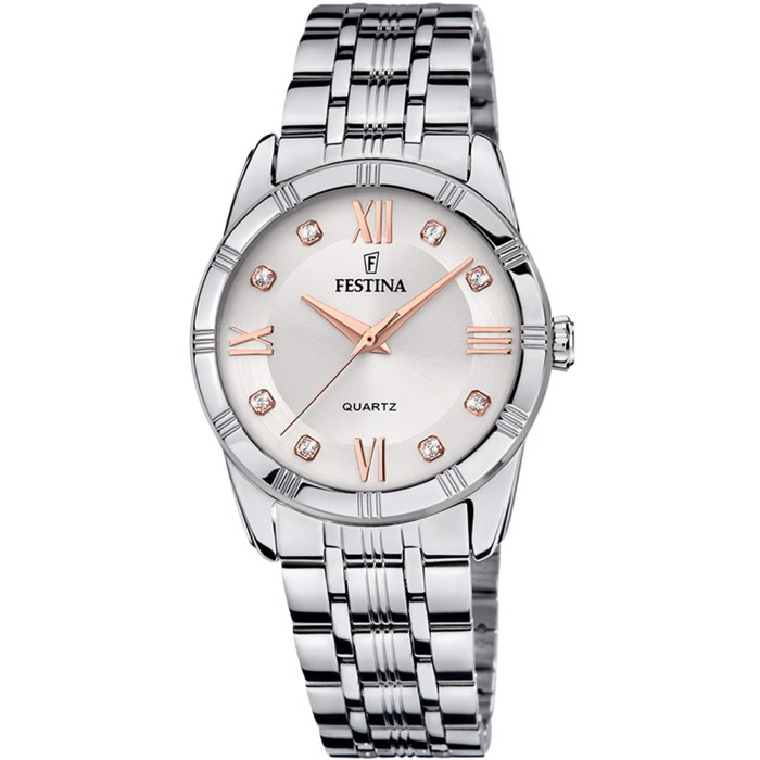 Festina Mademoiselle Roloi Batarias me Asimi Metalliko Brasele F16940/B