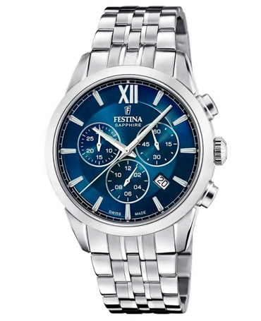 Festina Ρολόι Χρονογράφος Μπαταρίας με Ασημί Μεταλλικό Μπρασελέ F20040/2