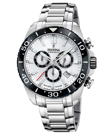 Festina Ρολόι Χρονογράφος Μπαταρίας με Ασημί Μεταλλικό Μπρασελέ F20042/1
