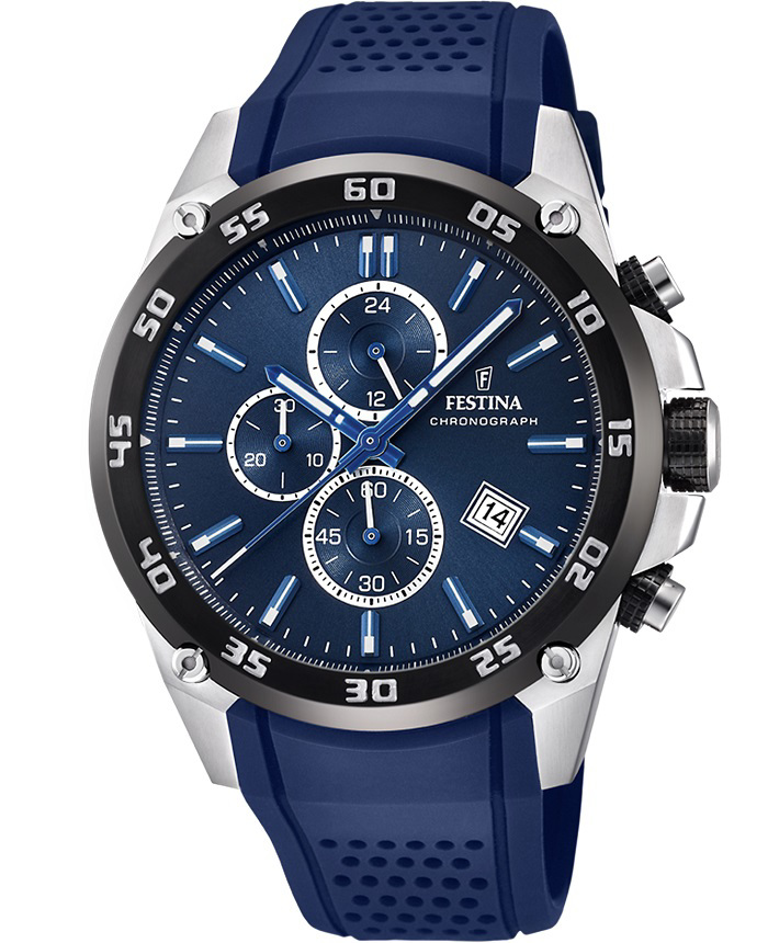 Festina Roloi Xronogafos Batarias me Ble Kaoutsouk Louraki F20330/2