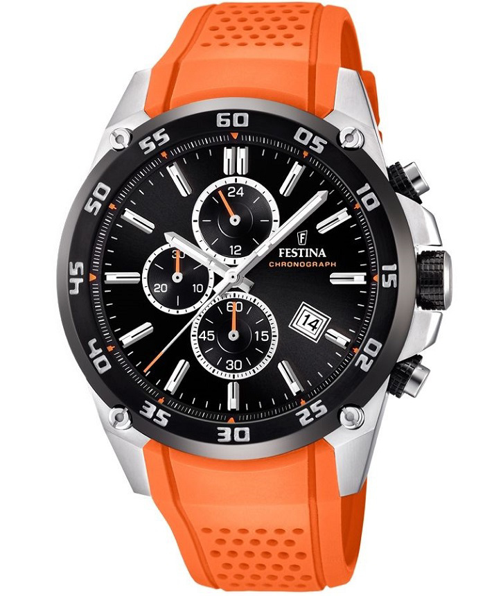 Festina Roloi Xronogafos Batarias me Portokali Kaoutsouk Louraki F20330/4