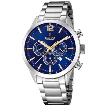Festina Timeless Ρολόι Χρονογράφος Μπαταρίας με Ασημί Μεταλλικό Μπρασελέ F20343/2