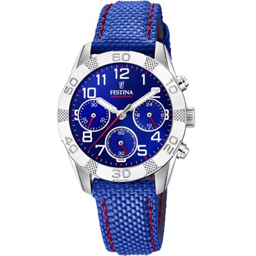 Festina Junior Ρολόι Χρονογράφος Μπαταρίας με Μπλε Μεταλλικό Μπρασελέ F20346/2