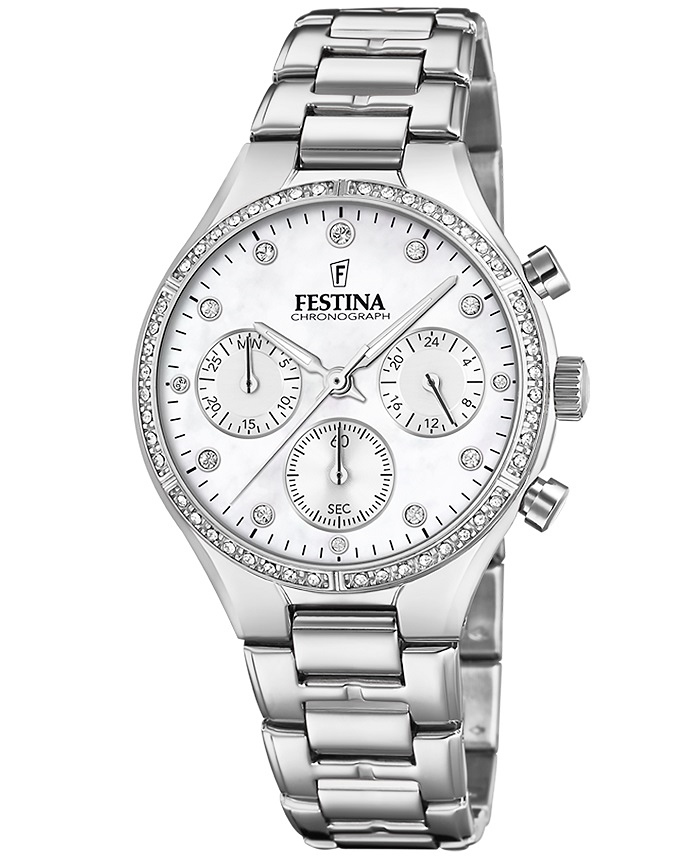 Festina Roloi Xronogafos Batarias me Asimi Metalliko Brasele F20401/1