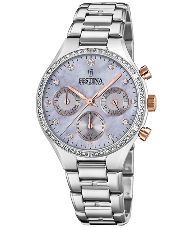 Festina Ρολόι Χρονογράφος Μπαταρίας με Ασημί Μεταλλικό Μπρασελέ F20401/3