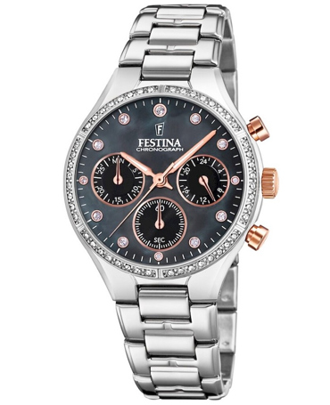 Festina Ρολόι Χρονογράφος Μπαταρίας με Ασημί Μεταλλικό Μπρασελέ F20401/4