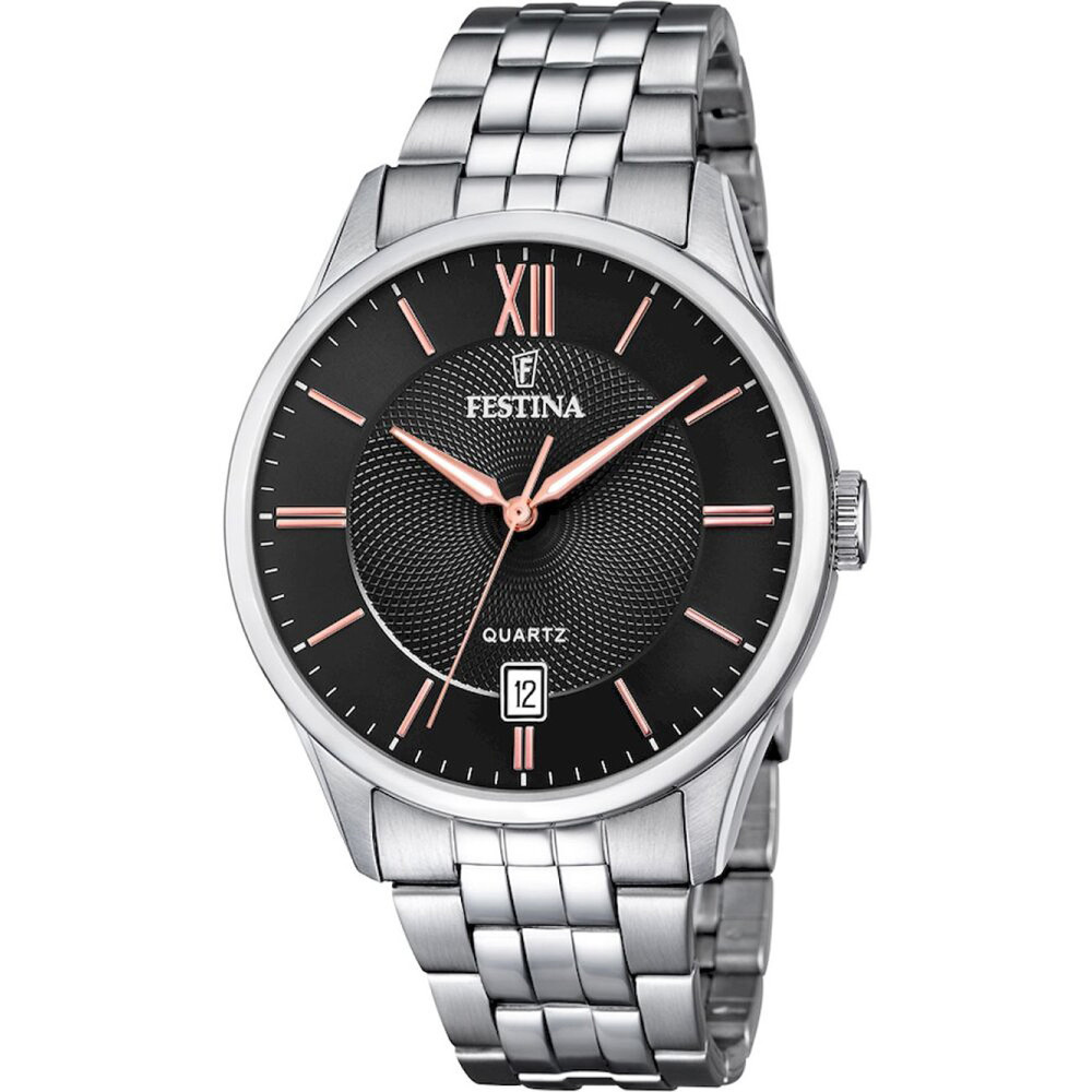 Festina Classic Roloi Batarias me Asimi Metalliko Brasele F20425/6