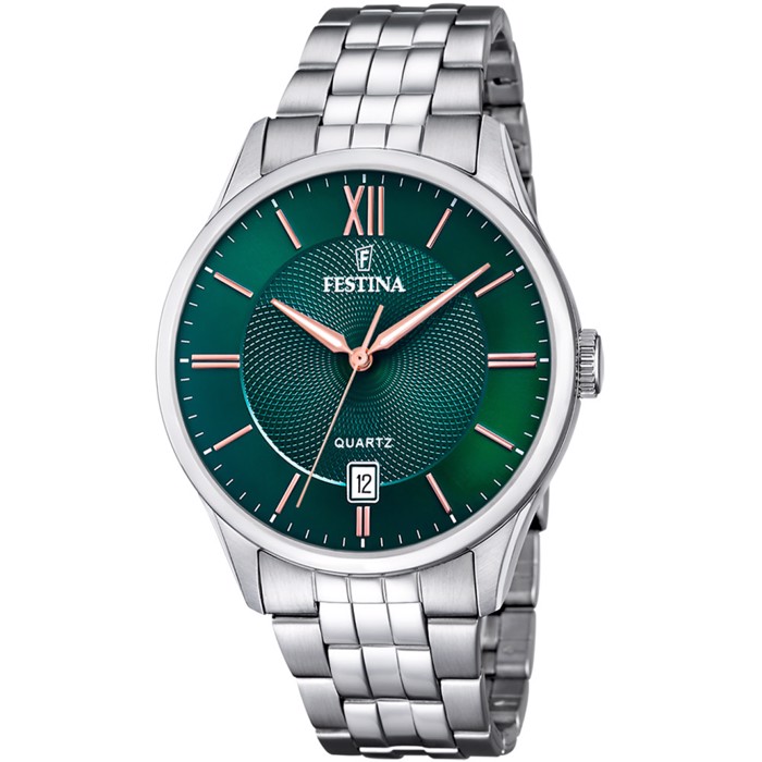 Festina Classic Roloi Batarias me Asimi Metalliko Brasele F20425/7