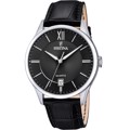 Festina Classic Roloi Batarias me Mavro Dermatino Louraki F20426/3