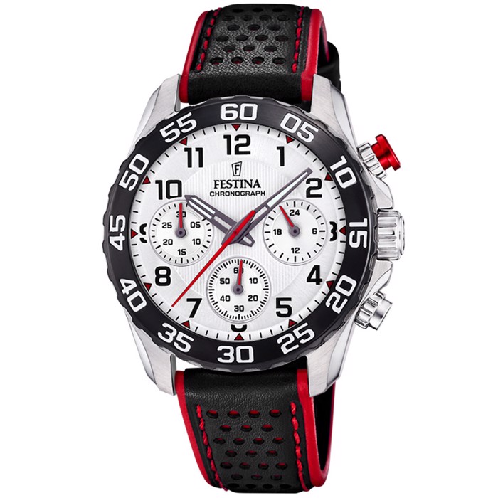 Festina Junior Collection Roloi Xronogafos Batarias me Mavro Dermatino Louraki F20458/1