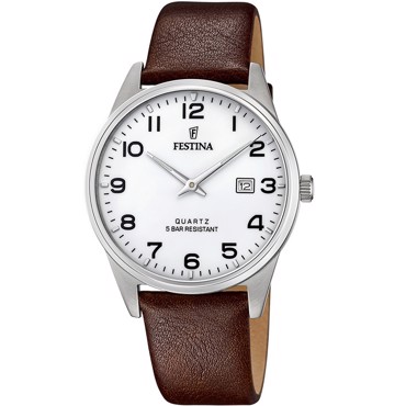 Festina Classic Ρολόι Μπαταρίας με Καφέ Δερμάτινο Λουράκι F20512/1