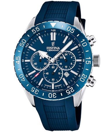 Festina Ρολόι Χρονογράφος Μπαταρίας με Μπλε Καουτσούκ Λουράκι F20515/1