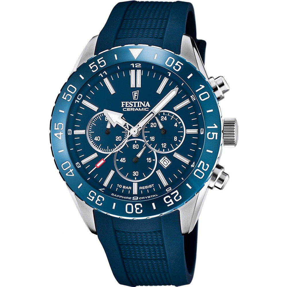 Festina Roloi Xronogafos Batarias me Ble Kaoutsouk Louraki F20515/1