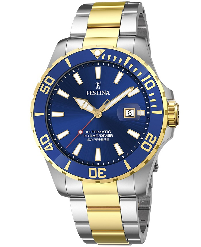 Festina Roloi Aftomato me Xruso / Asimi Metalliko Brasele F20532/1