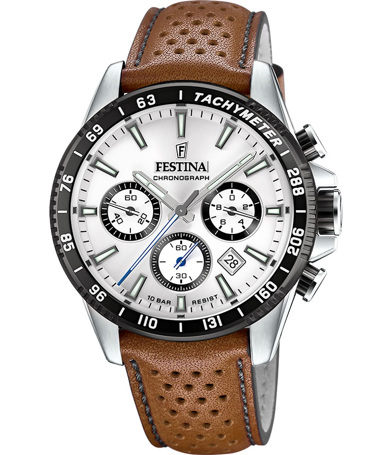 Festina Ρολόι Χρονογράφος Μπαταρίας με Καφέ Δερμάτινο Λουράκι F20561/1