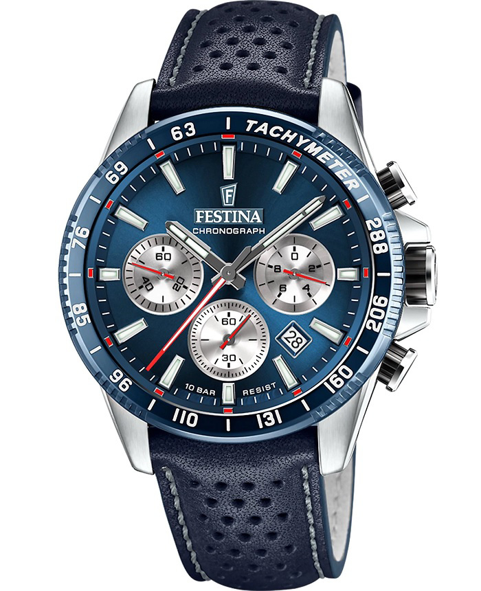 Festina Roloi Xronogafos Batarias me Ble Dermatino Louraki F20561/2