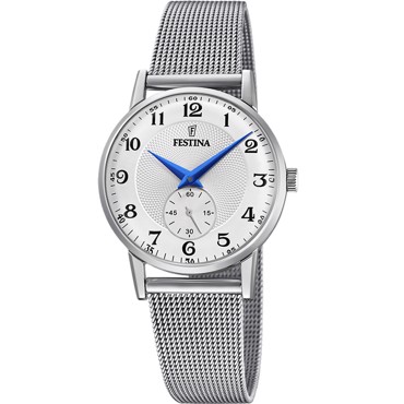 Festina Retro Ρολόι Μπαταρίας με Ασημί Μεταλλικό Μπρασελέ F20572/1