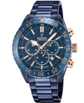 Festina Roloi Xronogafos Batarias me Ble Metalliko Brasele F20576/1