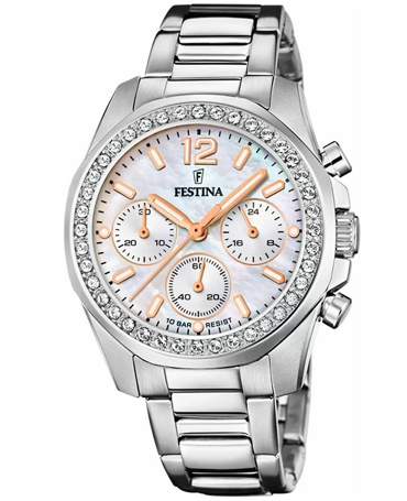 Festina Ρολόι Χρονογράφος Μπαταρίας με Ασημί Μεταλλικό Μπρασελέ F20606/1